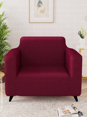 Story@home Polyester 1 Seater Sofa Plain Cover(Pack of 1 Wine Red)
