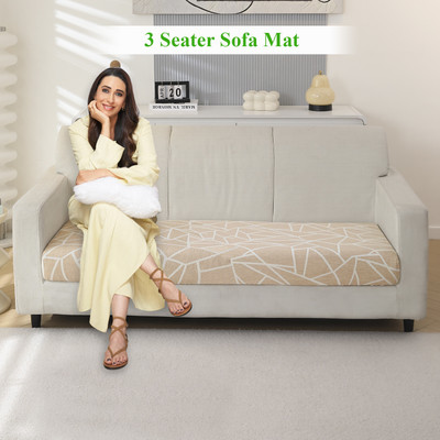 HOKiPO Polyester 3 Seater Sofa Geometric Cover(Pack of 1 Sofa Seat Cushion Cover, Beige Abstract Geometry)