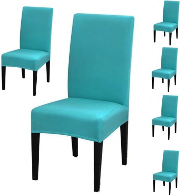 Gifts Island Polyester Plain Chair Cover(Teal Pack of 6)