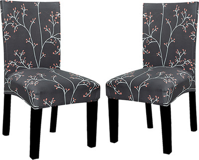Magic Cover Polyester Abstract 1 Seater Chair Cover(Grey Pack of 2)