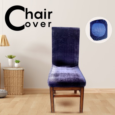 SK Fashion Velvet Plain Chair Cover(Grey Pack of 6)