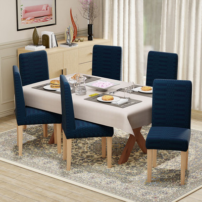 lukzer Jacquard 1 Seater Chair Plain Cover(Pack of 6 Pastel Marine Blue Dotted Stripe)