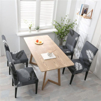 shringoori creations Polycotton 1 Seater Chair Geometric Cover(Pack of 4 Grey)