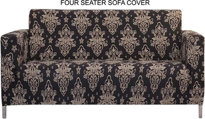 HOUSE OF QUIRK Polyester Abstract 3 Seater Sofa Cover(Black Pack of 1)