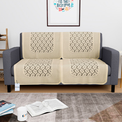HOMESTIC by Kuber Industries Cotton 2 Seater Sofa Floral Cover(Pack of 4 Yellow)