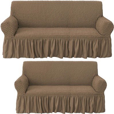 HOUSE OF QUIRK Polyester Striped Sofa Cover(Brown Pack of 2)