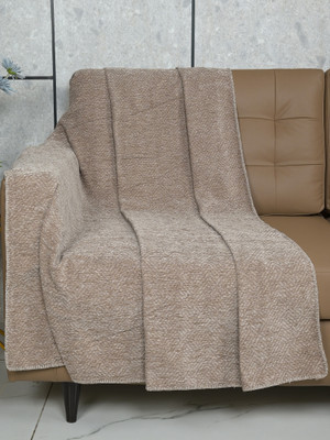 Saral Home Chenille Abstract 2 Seater Sofa Cover(Beige Pack of 2)