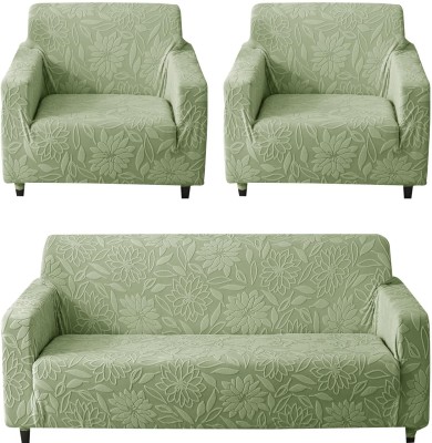 HOUSE OF QUIRK Jacquard Embroidered Sofa Cover(Green Pack of 3)