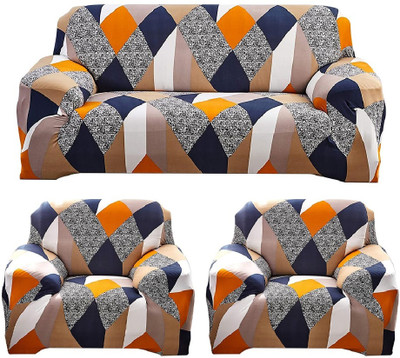 Laying Style Polyester 3+1+1 Seater Sofa Floral Cover(Pack of 3 Universal Five Seater Sofa Cover(Three Seater+one seater+one seater)-Multi)