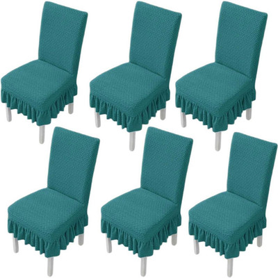 vinsano Jacquard 1 Seater Chair Plain Cover(Pack of 6 teal green)