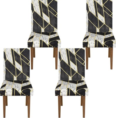 KUBER INDUSTRIES Polyester Abstract Chair Cover(Black Pack of 4)