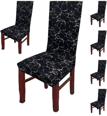 Stuff N' Fluff Polyester Plain 6 Seater Chair Cover(Black Pack of 6)