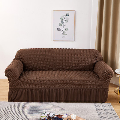KUBER INDUSTRIES Polyester 2 Seater Sofa Checkered Cover(Pack of 1 Brown)
