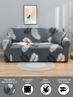 Story@home Polyester 3 Seater Sofa Plain Cover(Pack of 1 Grey, Black)
