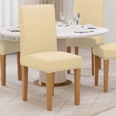 lukzer Jacquard 1 Seater Chair Plain Cover(Pack of 1 Pastel Yellow Grid Maze)