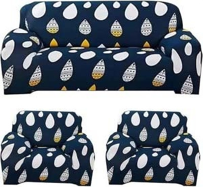 shringoori creations Polyester Abstract 3+1+1 Seater Sofa Cover(Blue Pack of 1)