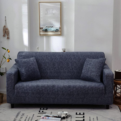 lukzer Polyester Striped 3 Seater Sofa Cover(Dark Blue Lining Design Pack of 1)