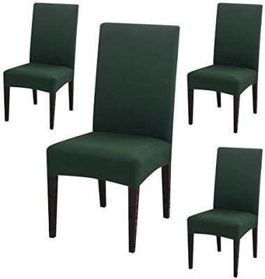 igi Polyester Plain Chair Cover(Bottle Green Pack of 4)