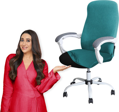 HOKiPO Jacquard 1 Seater Chair Plain Cover(Pack of 1 Teal)