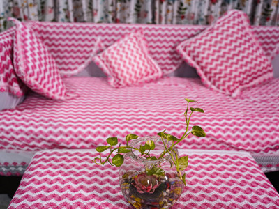 Elina Enterprises Polycotton 1 Seater Sofa Geometric Cover(Pack of 1 Pink)
