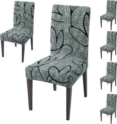 HOKiPO Polyester Abstract Chair Cover(Grey Pack of 6)