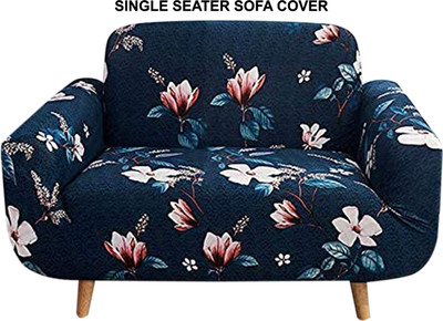 HOUSE OF QUIRK Polyester 1 Seater Sofa Floral Cover(Pack of 1 Blue)