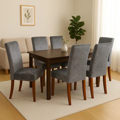 Roodra Creations Velvet 1 Seater Chair Plain Cover(Pack of 6 Dark Grey)