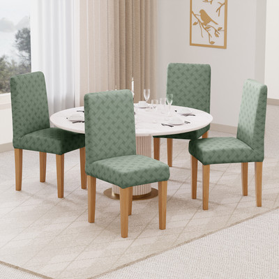 lukzer Jacquard 1 Seater Chair Geometric Cover(Pack of 4 Pastel Green Basket Weave)