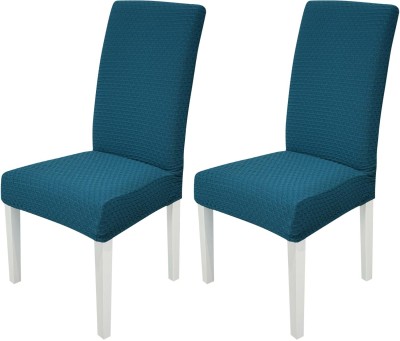 HOUSE OF QUIRK Jacquard Plain Chair Cover(Teal Pack of 2)