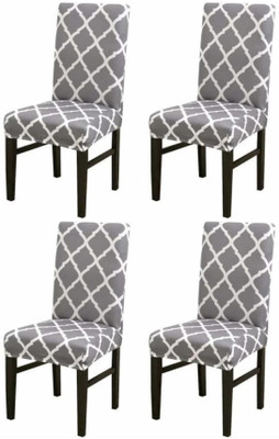 Ravi Handloom Polyester 1 Seater Chair Abstract Cover(Pack of 4 Grey)