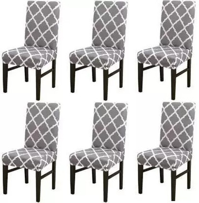 Alkaylaa Polyester 1 Seater Chair Abstract Cover(Pack of 6 Grey)