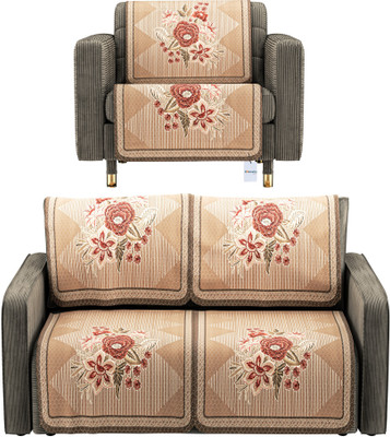 HOMESTIC Cotton 3 Seater Sofa Floral Cover(Pack of 6 Brown)
