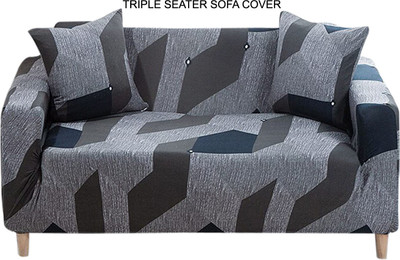 HOUSE OF QUIRK Polyester Floral 3 Seater Sofa Cover(Dark Grey Pack of 1)
