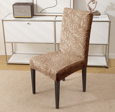 HOUSE OF QUIRK Jacquard Embroidered Chair Cover(Camel Pack of 1)