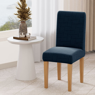 lukzer Jacquard 1 Seater Chair Plain Cover(Pack of 2 Pastel Marine Blue Ripple Lines)