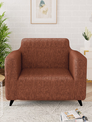 Story@home Polyester Plain 1 Seater Sofa Cover(Light Brown Pack of 1)