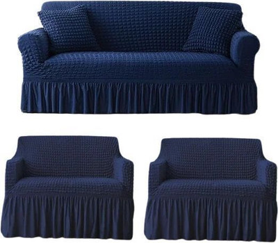 Flipkart SmartBuy Polycotton 3+1+1 Seater Sofa Striped Cover(Pack of 3 Blue)