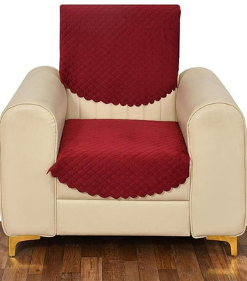 PRAKHARYA Velvet 1 Seater Sofa Plain Cover(Pack of 2 Maroon)