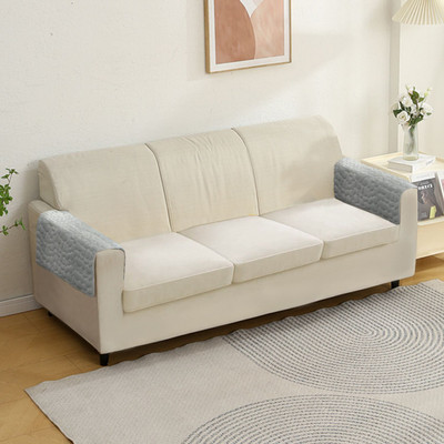 HOKiPO Velvet 3 Seater Sofa Abstract Cover(Pack of 2 Moon Grey)