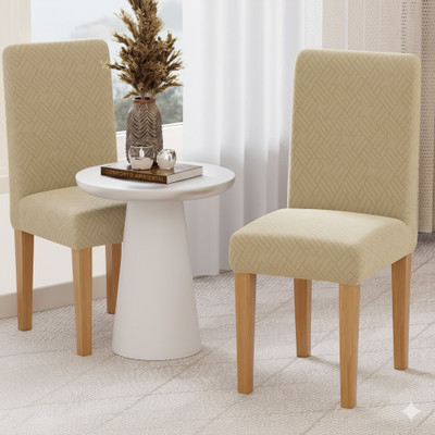 lukzer Jacquard 1 Seater Chair Geometric Cover(Pack of 2 Pastel Yellow Abstract)