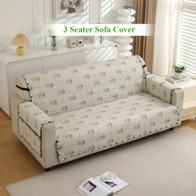 HOKiPO Polyester Floral Sofa Cover(Light Green Ash Gypsy Floral Pack of 1)