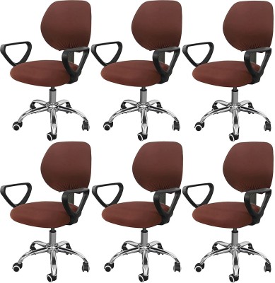 HOUSE OF QUIRK Polyester Plain Chair Cover(Brown Pack of 6)