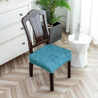 fabrigaanza Cotton, Polyester Abstract Chair Cover(Teal Pack of 4)