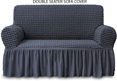 Magic Cover Polyester Checkered Sofa Cover(Grey Pack of 1)