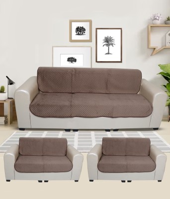 KINGLY Velvet Plain Sofa Cover(Brown Pack of 6)