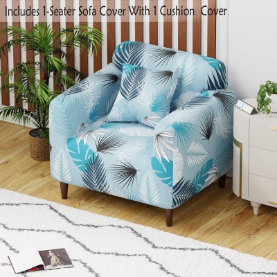 lukzer Polyester Floral Sofa Cover(Blue Pack of 1)