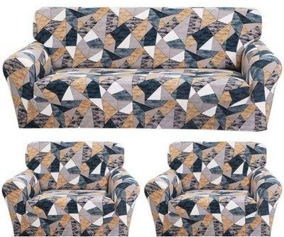 shringoori creations Polyester Checkered 3+1+1 Seater Sofa Cover(Multicolor Pack of 1)