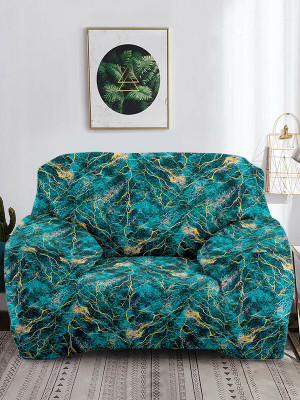 Cortina Polyester Abstract 1 Seater Sofa Cover(Black Pack of 1)