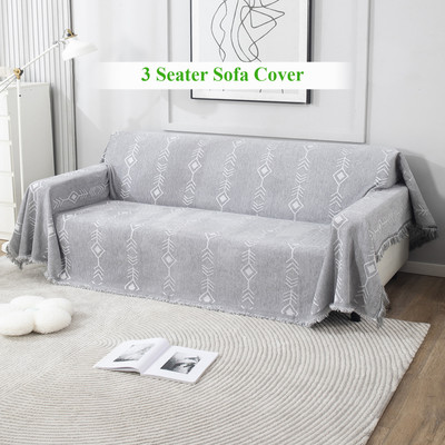 HOKiPO Chenille Abstract 3 Seater Sofa Cover(Grey Pack of 1)