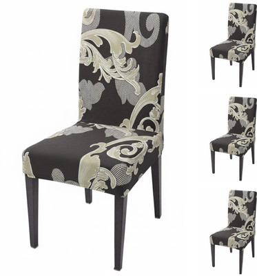 Mintos Polycotton 1 Seater Chair Floral Cover(Pack of 4 Brown)